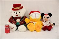 Christmas Teddy Bear, Garfield, & Minnie Plushes