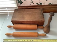 Rolling pins and wood box