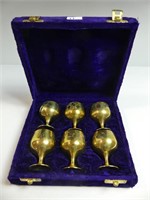 6 E.P.N.S. SMALL GOBLETS IN CASE