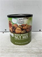Honey roasted nut mix 1lb canister best by Aug