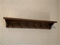 Oak Wall Shelf With Mug Holder- 30"