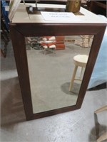 ANTIQUE WOOD BEVELED WALL MIRROR