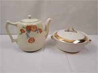 Hall teapot and Hall lidded bowl