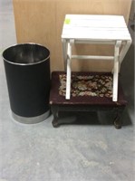 Small Stool, small white folding table and waste