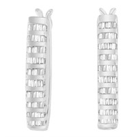 14K White Gold Baguette Diamond Earrings