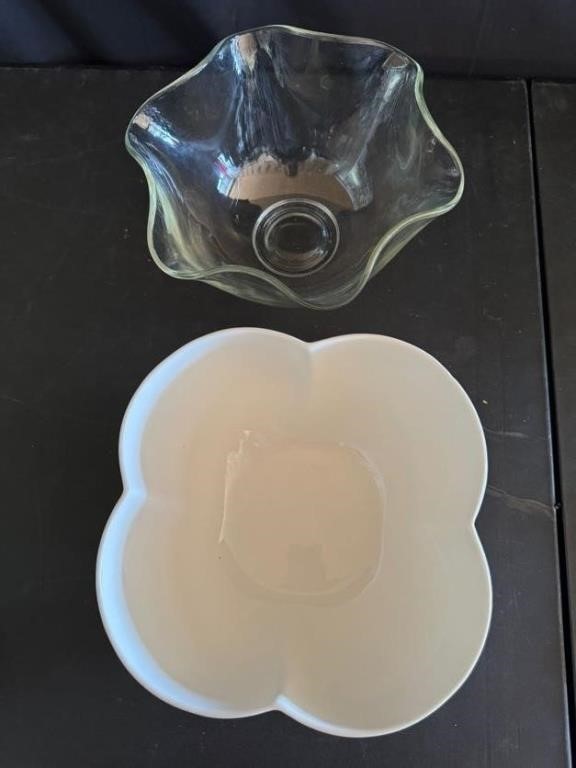Glass Serving Bowl and Porcelain Serving Bowl