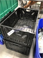 Pair of black plastic storage tubs