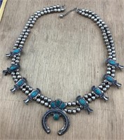 Vntg Sancrest Faux SW Turquoise/Silver Necklace
