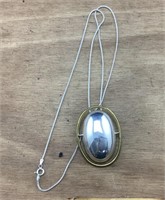 Large 2-Tone Sterling Pin/Pendant Necklace Combo