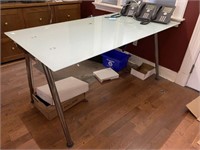 GLASS TOP OFFICE DESK SIZE APPROX 63" X 32" X 30"H