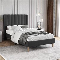 Upholstered Platform Bed Frame Twin Size with Head