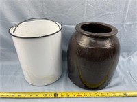 Enamel Pot and Earthenware Pot