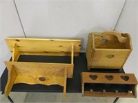 Wooden Wall Shelves and Wooden Heart Basket