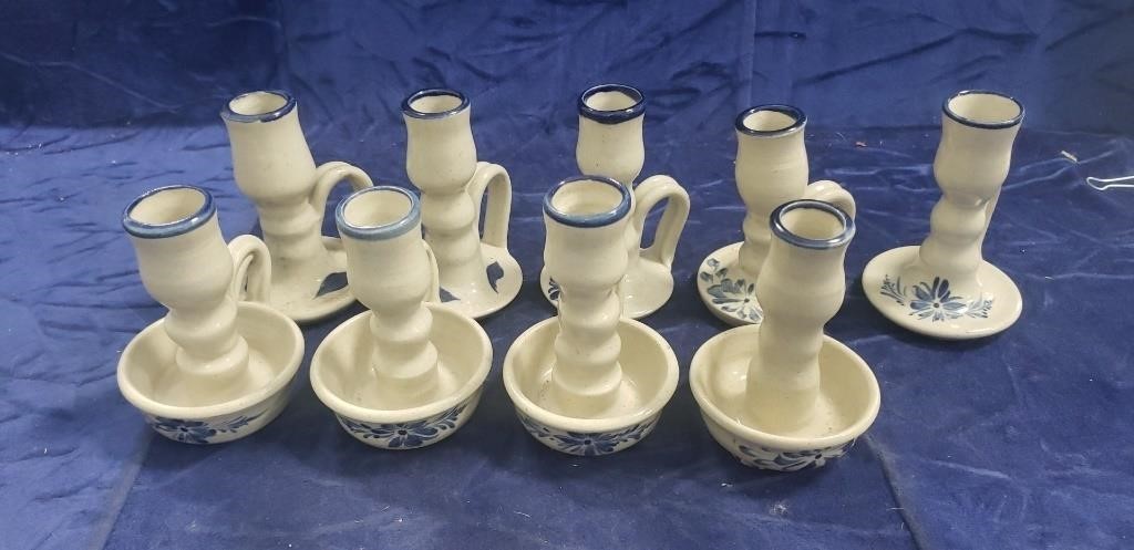(9) Pottery Candle Holders (4.5" Tall)