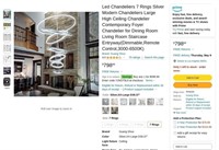 B6003  Led Chandelier 7 Rings Silver XX-Large D39