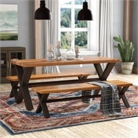 Solid Acacia Wood Top Trestle Dining Table $1,449