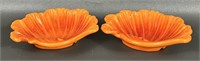Two Haeger 1050 Orange Trinket Dishes