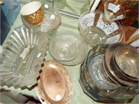Misc. Glass Pieces, Silver Plate