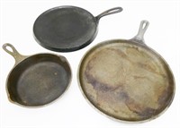 Three Cast Iron Skillets: Two Lodge