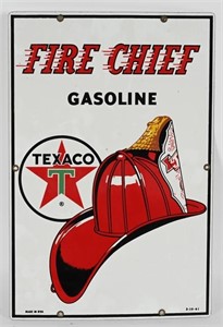 TEXACO FIRE CHIEF PORCELAIN GAS PUMP PLATE SIGN