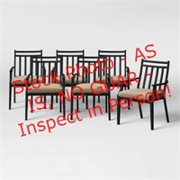 Set of 6 Fair mount steel dining chairs—black/tan