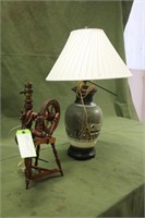 Spinning Wheel Lamp & Hand Painted Lamp