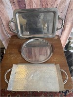 3 Vintage/Antique Silver Plated Trays