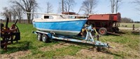 19 ft Sail Boat and tandem axle trailer as is
