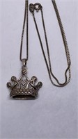 Crown pendant necklace both marked 925