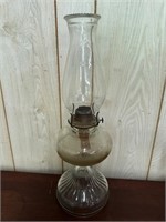 Vintage Clear Fluted  Glass Pedestal Oil Lamp