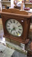Antique oak case large wall clock, with key &