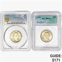 [2] 1934/1941 Washington Silver Quarter PCGS/ICG