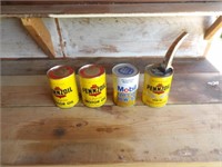 3-Unopened Oil Cans & 1 Empty w/Spout