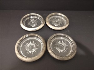 Leonard Silver Plated Glass Coasters