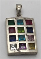 Sterling Silver Colored Stone Pendant