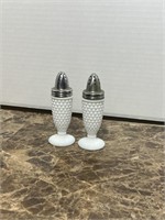 HOBNAIL MILK GLASS SALT AND PEPPER