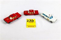 Lesney Matchbox 2 Red Fire Chief and 1 Ambulance