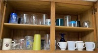 Cabinet Full cups and glasses including green