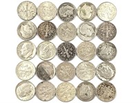 25 Roosevelt Silver Dimes, US Coins