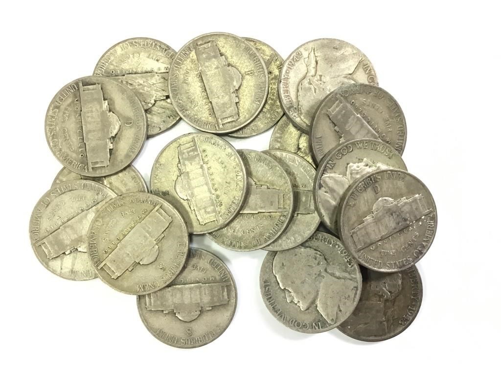 18 Silver War Nickels, US Coins
