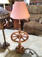 Wood Wagon Wheel Floor Lamp