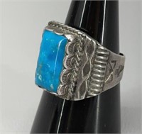 Sterling Silver Navajo Turquoise ring size 9