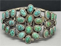 Signed S. Jim Sterling Silver Turquoise Navajo