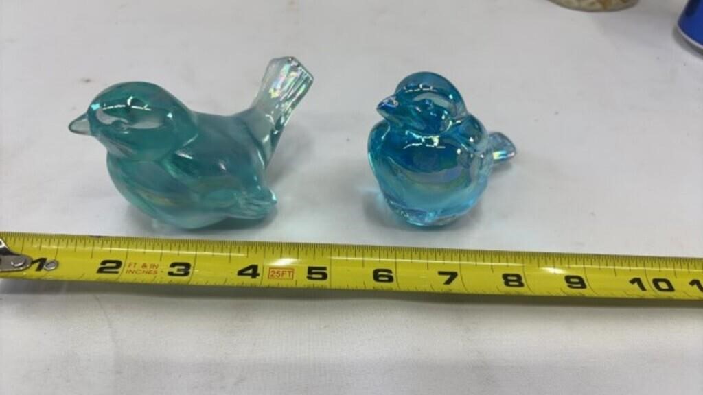 FENTON GLASS IRIDIZED BLUE BIRD FIGURINE, Fenton