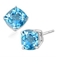 6MM Cushion Cut Sky Blue Topaz 2CTW Stud Earrings