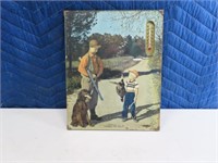 Rare Oil Advertising Father/Son Hunting Scene Ther