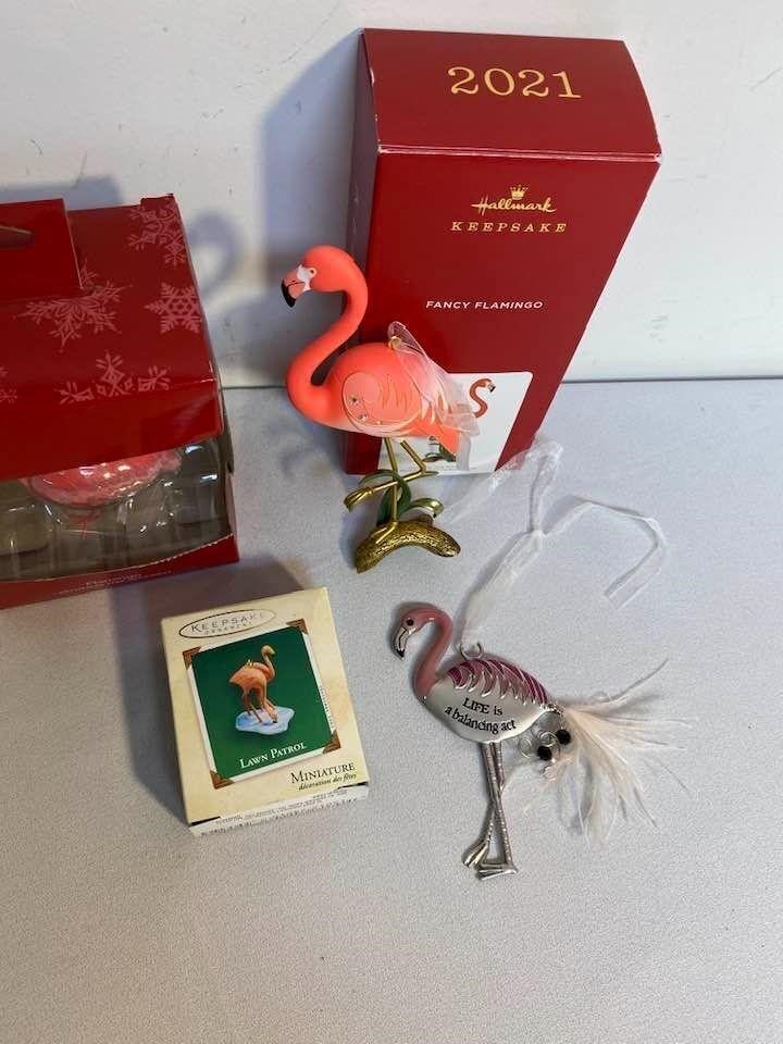 Pink Flamingo Ornament LOT