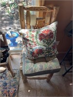 Primitive pine chair with leather seat & back