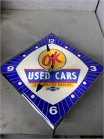 METAL OK USED CARS GLASS FRONT CLOCK