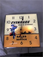 METAL EVINRUDE GLASS FRONT CLOCK